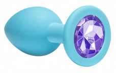 Средняя анальная пробочка с сиреневым кристаллом Cutie Medium (8,2 см, голубой )