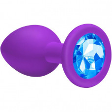 Большая силиконовая пробка с голубым кристаллом Cutie Large (9,6 см ,фиолетовый с голубым)