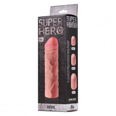 Удлиняющая и расширяющая насадка на пенис Super Hero Devil  (17 см , телесный)