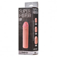 Удлиняющая и расширяющая насадка на пенис Super Hero Tempter (15,5 см, телесный)