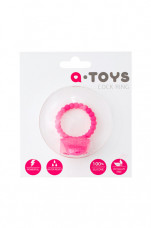 Виброкольцо  с клиторальным стимулятором A-Toys (розовый)