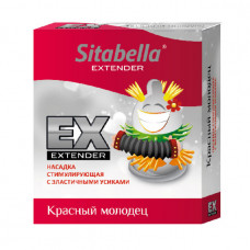 Стимулирующий презерватив-насадка с эластичными усиками Sitabella Extender "Красный молодец"