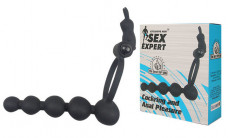 Эрекционное кольцо SEX EXPERT с вибрацией, стимулятором клитора и анальными шариками