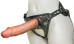 Страпон для женщин и мужчин с кожаными трусиками Harness Ultra Realistic 8"  , насадка неоскин (20 см , телесный с черным )