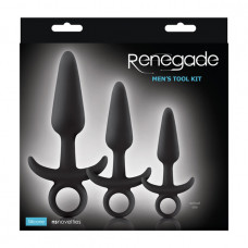 Набор черных анальных пробок с держателем Renegade Men's Tool Kit Black (черный)
