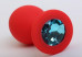 Маленькая красная пробка с голубым кристаллом ONJOY Silicone Collection