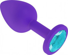 Маленькая фиолетовая пробка с синим кристаллом ONJOY Silicone Collection