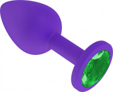 Маленькая фиолетовая пробка с зеленым кристаллом ONJOY Silicone Collection