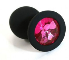 Средняя черная пробка с розовым кристаллом ONJOY Silicone Collection